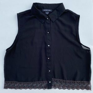 Black Audrey Lane Sleeveless Sheer Button Top